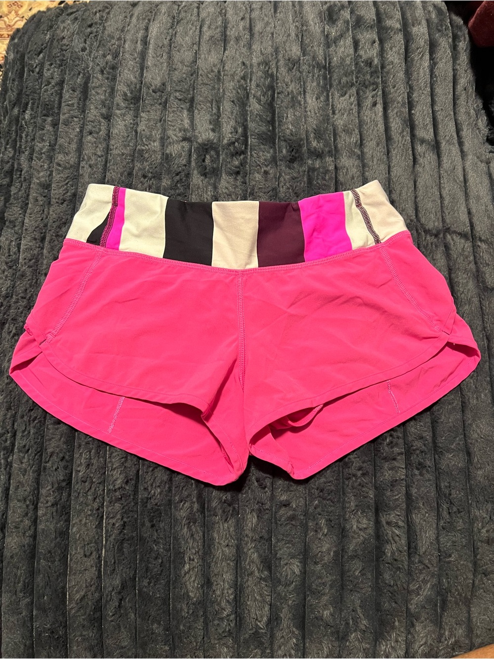 lululemon athletica Hot Pink Running Shorts with Striped Waistband